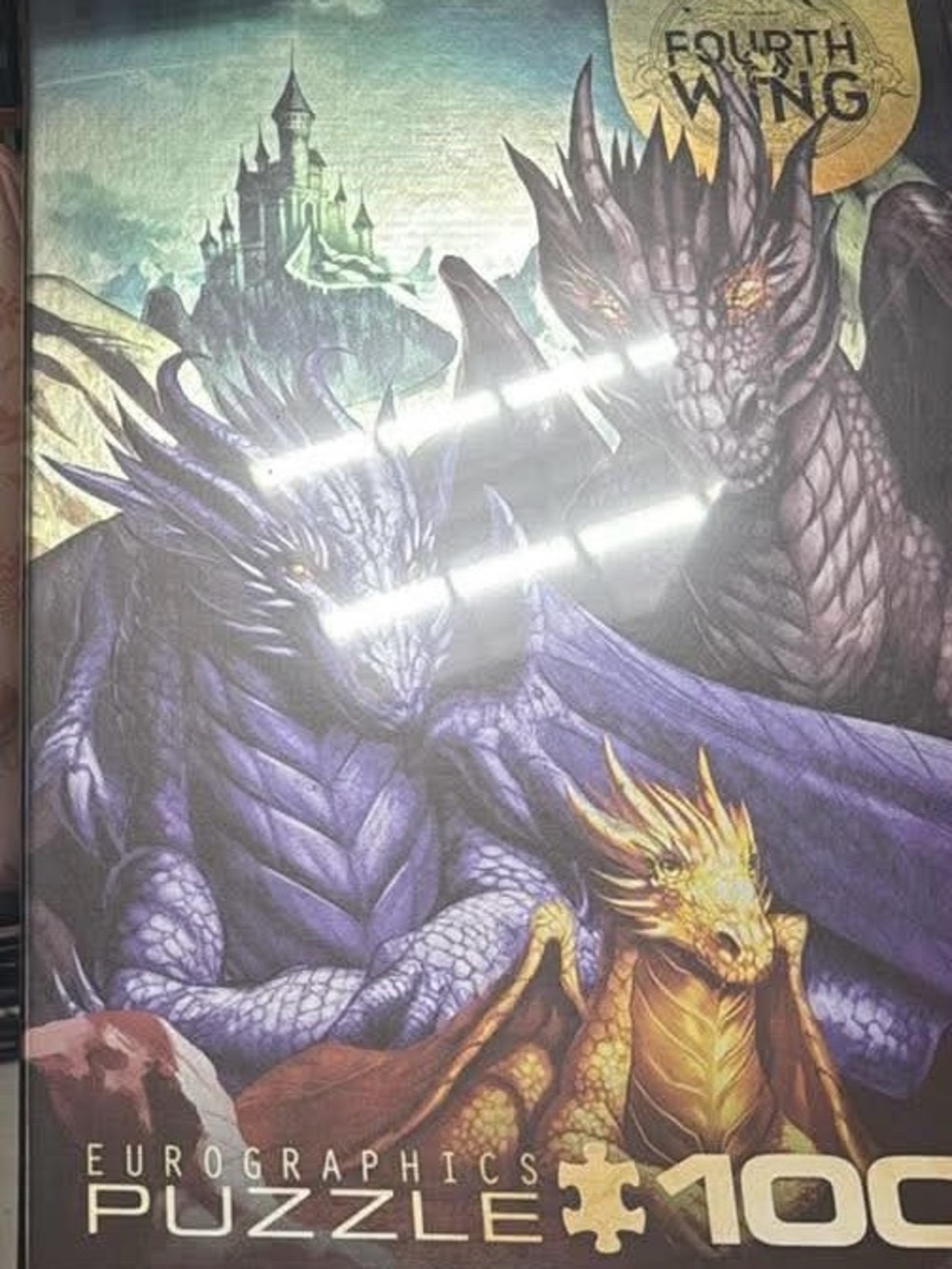 Fourth Wing Dragon Trio Wall Art Puzzle Poster - Purple, Gold